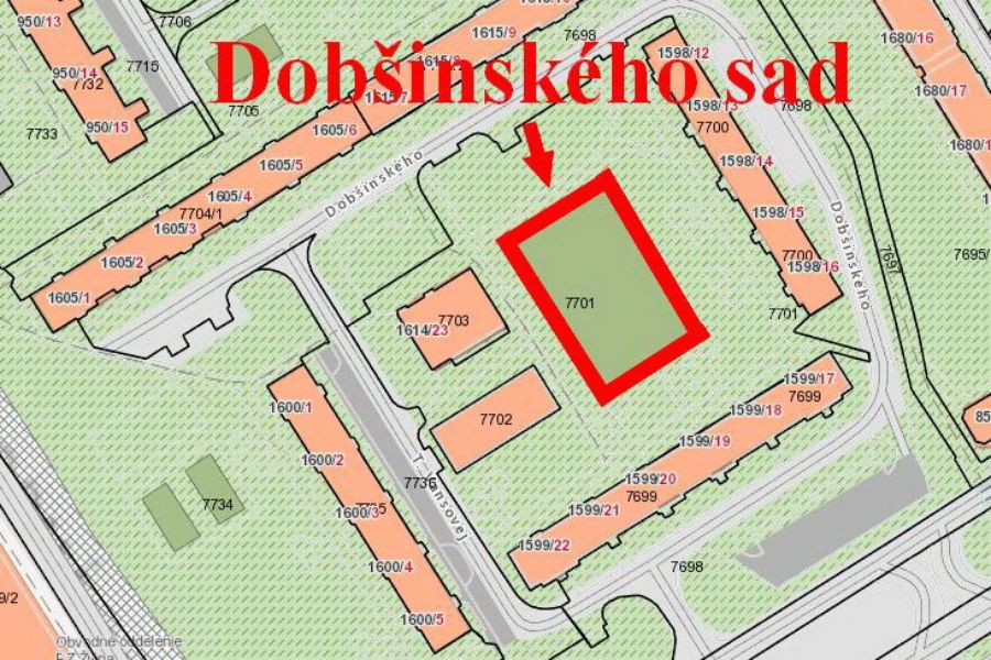 Dobšinského sad – mapa