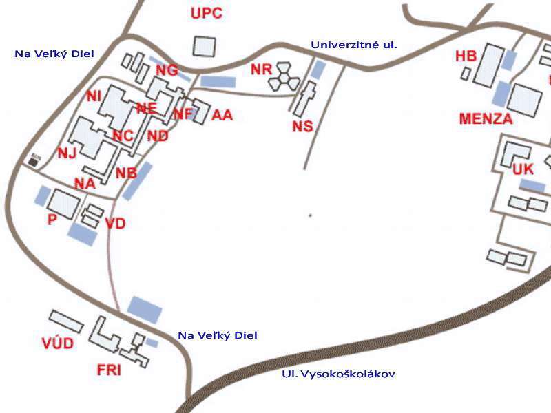 Plán areálu Žilinskej univerzity